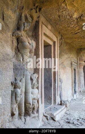 India, Maharashtra, Mumbai, Insel Elephanta Cave Tempel, ein UNESCO-Weltkulturerbe Stockfoto