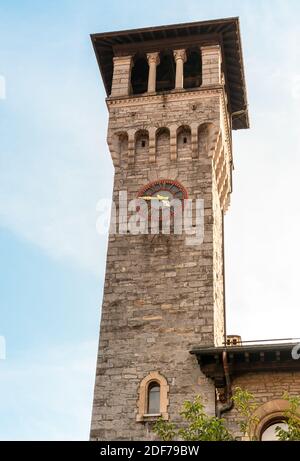 Turm des Rathauses von Bellinzona, Tessin, Schweiz Stockfoto