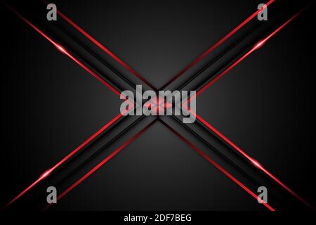 Abstraktes Metall Carbon Textur modern mit Pfeil rot und schwarz Kontrast auf dunklen Mesh-Design futuristische Technologie Hintergrund. vektor-Illustration Stock Vektor