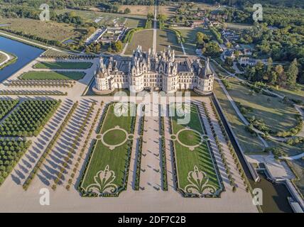 Die Nordwestfassade des Chateau de Chambord, Stockfoto