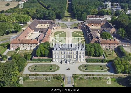 Frankreich, Orne, Le Pin-au-Haras, Nationalgestüt von haras du Pin (Luftaufnahme) Stockfoto