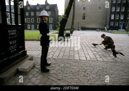 Tower of London, London UK 1986 aber gescannt 2020 hinter den Kulissen Zugriff auf den Tower of London fotografiert für Illustrated London News 1986 die Stockfoto