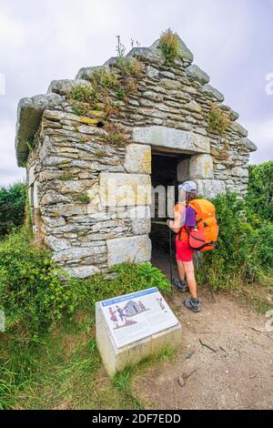 Frankreich, Finistere, Locmaria-Plouzane, Wanderung entlang der GR 34 Wanderweg oder Zollweg, Ru Vras Wachhaus Stockfoto