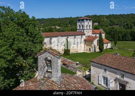 Frankreich, Dordogne, White Perigord, Chancelade, Abtei von Chancelade (Luftaufnahme) Stockfoto