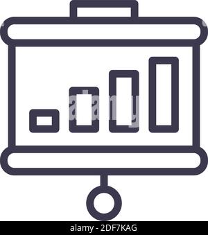 Balkendiagramm auf der Platine Linienstil Icon Design, Datenanalyse und Informationen Thema Vektor Illustration Stock Vektor