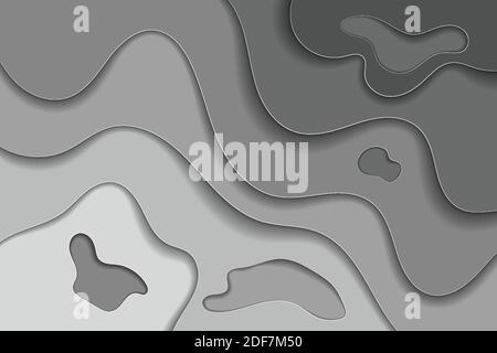 Papier Kunst Cartoon abstrakte Wellen schwarz und weiß Konzept Hintergrund. Vektor Illustration Design Vorlage monochrom Stock Vektor