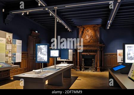 Frankreich, Haut Rhin, Guebwiller, Schloss Neuenbourg, ehemalige Burg der Fürsten-Äbte damals Industrievilla, heute ein Kultur- und Touristenzentrum, entran Stockfoto