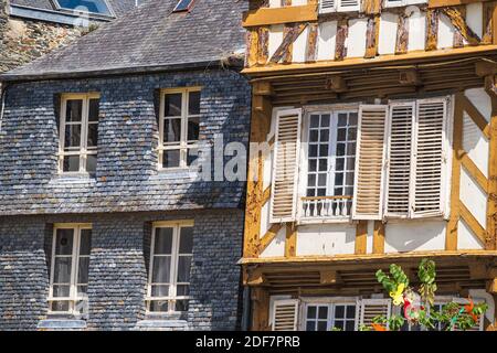Frankreich, Finistere, Morlaix, Fachwerkhäuser auf dem Viarmes-Platz Stockfoto