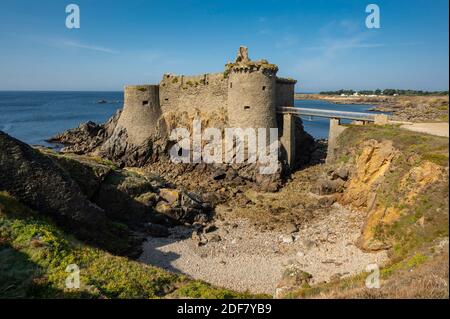Frankreich, Vendee, ile d'Yeu, an der wilden Küste das alte Schloss