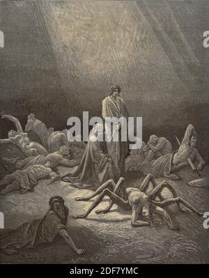 Dante - Divina Commedia - Fegefeuer - Illustration von Gustave Dorè - Canto XII - Aracne Stockfoto