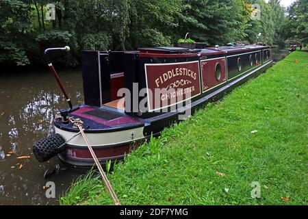 Bridgewater Canal, Fiddlesticks, Chichester, 517374, Festanlegeboot, Walton Village, Warrington, Cheshire, England, Großbritannien Stockfoto