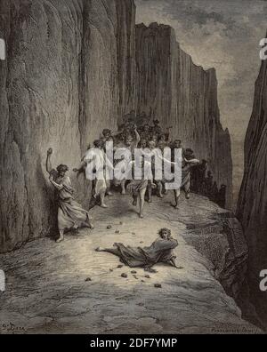 Dante - Divina Commedia - Fegefeuer - Illustration von Gustave Dorè - Canto XV - ein weiterer Dantes Traum Stockfoto