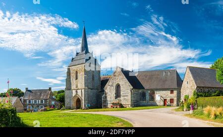 France, Morbihan, Neulliac, Notre-Dame-de-Carmes Kapelle aus Granit und Schiefer gebaut Stockfoto