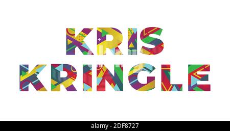 Der Name Kris Kringle Konzept in bunten Retro-Formen und Farben Illustration geschrieben. Stockfoto