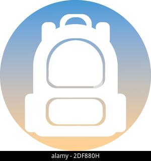 Rucksack Symbol eines Satzes. Weißes Rucksacksymbol, auf Gradient-Taste. Verwendung für Banner, Karte, Poster, Broschüre, Banner, App, Webdesign. Einfach zu bearbeiten. Stock Vektor