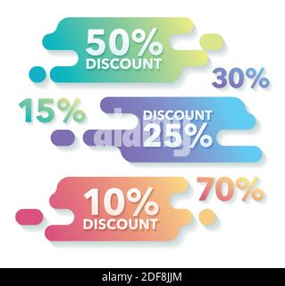 Verkauf und Rabatte Banner Illustration. Vektor isoliert gesetzt Rabatt-Tags, Banner, Aufkleber, Preisschilder, Konzept Web-Verkauf Banner. Stock Vektor