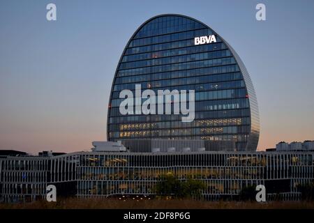 BBVA Hauptsitz in Las Tablas, Madrid Stockfoto