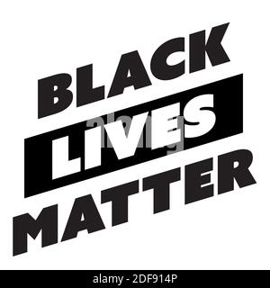 Quadratisches Banner mit hohem Kontrast von BLM, Black Lives Matter - Protestbewegung gegen Polizeibrutalität und alle rassistisch motivierte Gewalt gegen Schwarze. Einfache flache Vektordarstellung. Stock Vektor