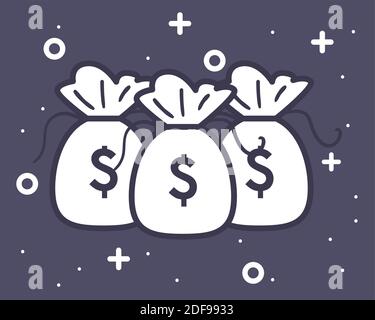 Dollar Taschen Linie Stil Ikone des Geldes Finanzgeschäft Banking Handel und Marktthema Vektor-Illustration Stock Vektor