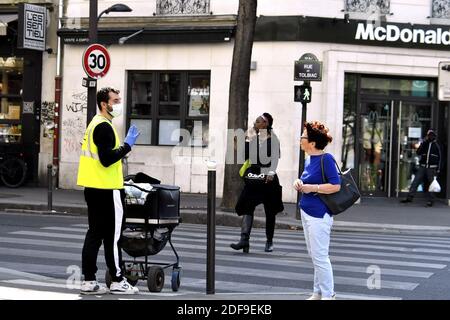 Tägliches Leben im 13. Arrondissement, während der Gefangenschaft des covid-19 Pandemienotfalls in Paris, Frankreich, am 25. April 2020. Foto von Karim Ait Adjedjou /Avenir Pictures/ABACAPRESS.COM Stockfoto