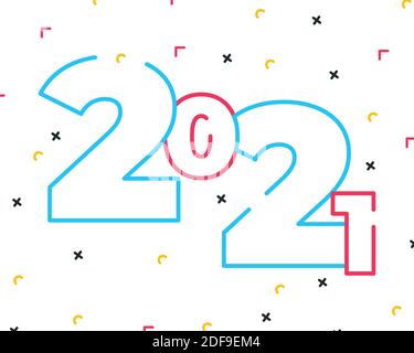 Happy New Year 2021 Banner mit modernen geometrischen abstrakten Hintergrund in modernem Stil. Happy New Year Grußkarte Design für Jahr 2021 Kalligraphie in Stock Vektor