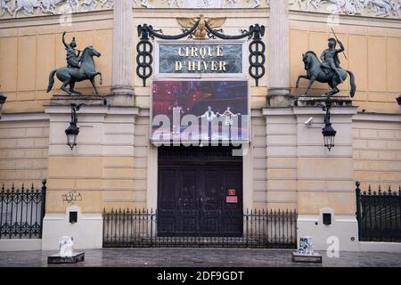 Allgemeine Ansicht des Cirque d’hiver am 27. April 2020 in Paris, Frankreich. Während einer strikten Sperre in Frankreich, um die Ausbreitung des COVID-19 (neuartiges Coronavirus) zu stoppen. Foto von David Niviere/ABACAPRESS.COM Stockfoto