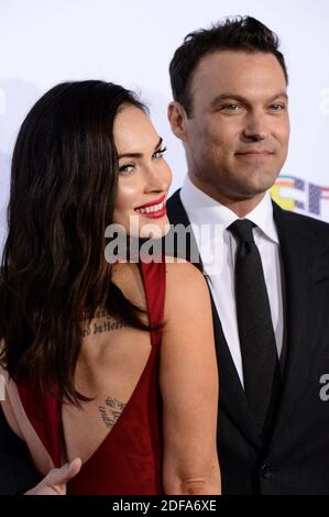 Datei Foto vom 11. Oktober 2014 von Megan Fox und Brian Austin Green bei der Black-Tie Gala zum 60. Jubiläum von Ferrari in den USA im Wallis Annenberg Center for Performing Arts in Beverly Hills, Los Angeles, CA, USA. Nach fast 10 Jahren Ehe und drei gemeinsamen Kindern haben sich Megan Fox und Brian Austin Green gespalten. Der Star 'Beverly Hills, 90210' bestätigte die Nachricht in seinem Podcast „…with Brian Austin Green“ in einer Folge mit dem Titel „Context“. Foto von Lionel Hahn/ABACAPRESS.COM Stockfoto