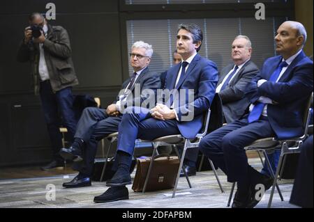 CEO des französischen Rüstungsherstellers Thales bei einer Pressekonferenz zum Plan der französischen Regierung zur Unterstützung der hart getroffenen Luftfahrtindustrie am 9. Juni 2020 in Paris. Foto von Eliot Blondt/ABACAPRESS.COM Stockfoto