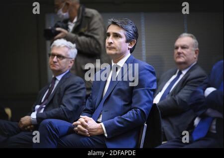 CEO des französischen Rüstungsherstellers Thales bei einer Pressekonferenz zum Plan der französischen Regierung zur Unterstützung der hart getroffenen Luftfahrtindustrie am 9. Juni 2020 in Paris. Foto von Eliot Blondt/ABACAPRESS.COM Stockfoto