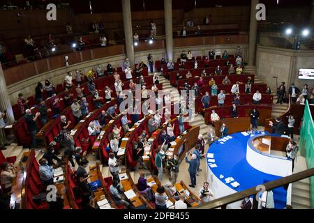 Abschluss im Plenarsaal des CESE am letzten Tag der Bürgerkonvention zum Klima (Convention citoyenne pour le climat) am 21. Juni 2020. Foto von Raphael Lafargue/ABACAPRESS.COM Stockfoto