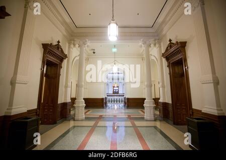 Frühjahr 2016 - Austin, Texas, USA - Texas State Capitol Building. Korridore des Kongresses in Texas. Stockfoto