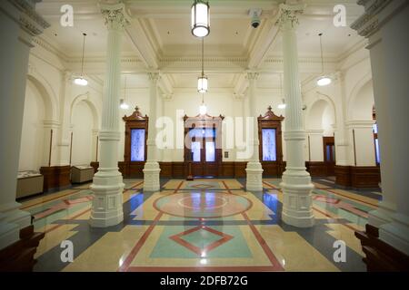 Frühjahr 2016 - Austin, Texas, USA - Texas State Capitol Building. Korridore des Kongresses in Texas. Stockfoto