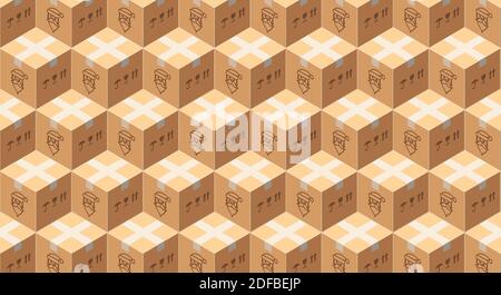 Massives Muster von Schachteln mit Weihnachtsgeschenke. Frohe Weihnachten und glückliches neues Jahr im Zusammenhang mit 3d realistische Vektor-Illustration. Stock Vektor