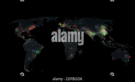 Weltkarte , Konzept der globalen Unternehmen, Globale Innovation und Technologie, Globale Kommunikation, Globales Netzwerk, kreatives Konzept, 3D Render Stockfoto