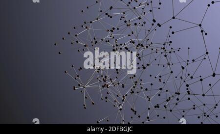 Zusammenfassung von Molekülstrukturen oder Partikeln, 3D-Animation in Zeitlupe und 3d-Rendering Stockfoto