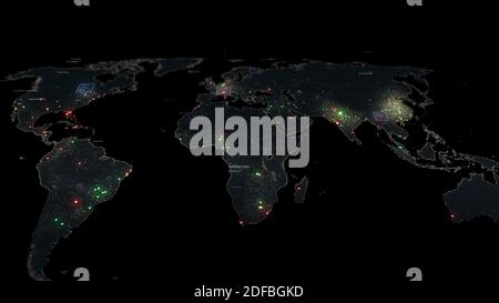 Digitale Überwachung Weltkarte, Konzept der globalen Unternehmen, Globale Innovation und Technologie, Globale Kommunikation, Globales Netzwerk, kreatives Konzept Stockfoto