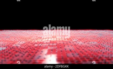Abstrakte Wellenmuster, Landschaft mit Welleneffekten und bunten Punktmustern, Digitale Landschaft, Digitale Wellenformationen, 3D-Rendering Stockfoto
