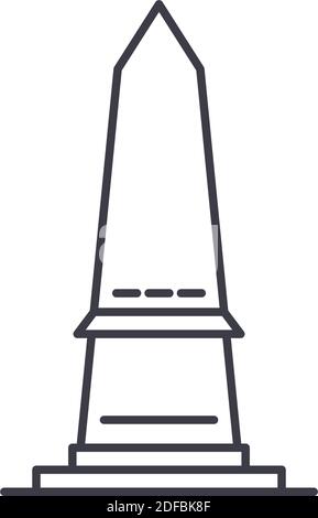 Obelisk Symbol, lineare isolierte Illustration, dünne Linie Vektor, Web-Design-Zeichen, Umriss Konzept Symbol mit editierbarer Kontur auf weißem Hintergrund. Stock Vektor