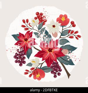 Vektor-Illustration eines Blumenstraußes im Winter Stock Vektor