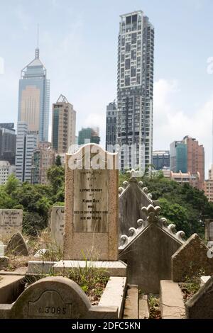 Hong Kong, der Friedhof spiegelt die ethnische Vielfalt der Stadt Stockfoto