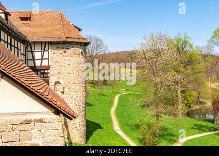 Impressionen vom Dorf und der Schloss- und Klosteranlage von Bebenhausen bei Tübingen, Baden-Württemberg, Deutschland. Stockfoto