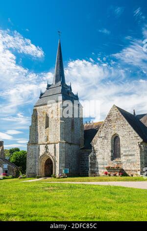 France, Morbihan, Neulliac, Notre-Dame-de-Carmes Kapelle aus Granit und Schiefer gebaut Stockfoto