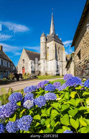 France, Morbihan, Neulliac, Notre-Dame-de-Carmes Kapelle aus Granit und Schiefer gebaut Stockfoto