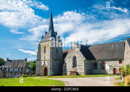 France, Morbihan, Neulliac, Notre-Dame-de-Carmes Kapelle aus Granit und Schiefer gebaut Stockfoto