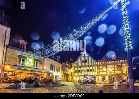 Frankreich, Morbihan (56), Golfe du Morbihan, Auray, le Port de Saint Goustan durant les Illuminations de No?l Stockfoto