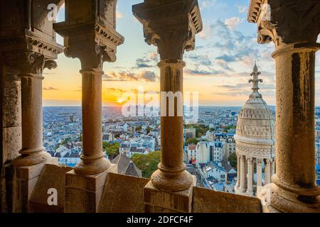 Frankreich, Paris, Montmartre Hügel, Blick vom Dom der Sacre Coeur Stockfoto