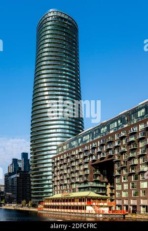 Der Arena Tower in Baltimore Wharf, Isle of Dogs, London, Großbritannien Stockfoto