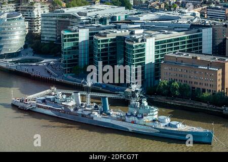 HMS Belfast und River Thames, London, Großbritannien. Stockfoto