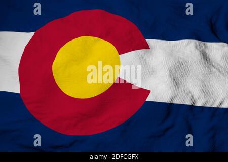 Nahaufnahme einer winkenden Flagge von Colorado (USA) in 3D-Rendering. Stockfoto