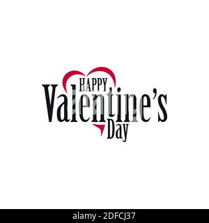 Happy Valentines Day Einfache Logo-Vorlage mit Schnitt Herzform. Banner-Design für Valentinstag. Stock Vektor